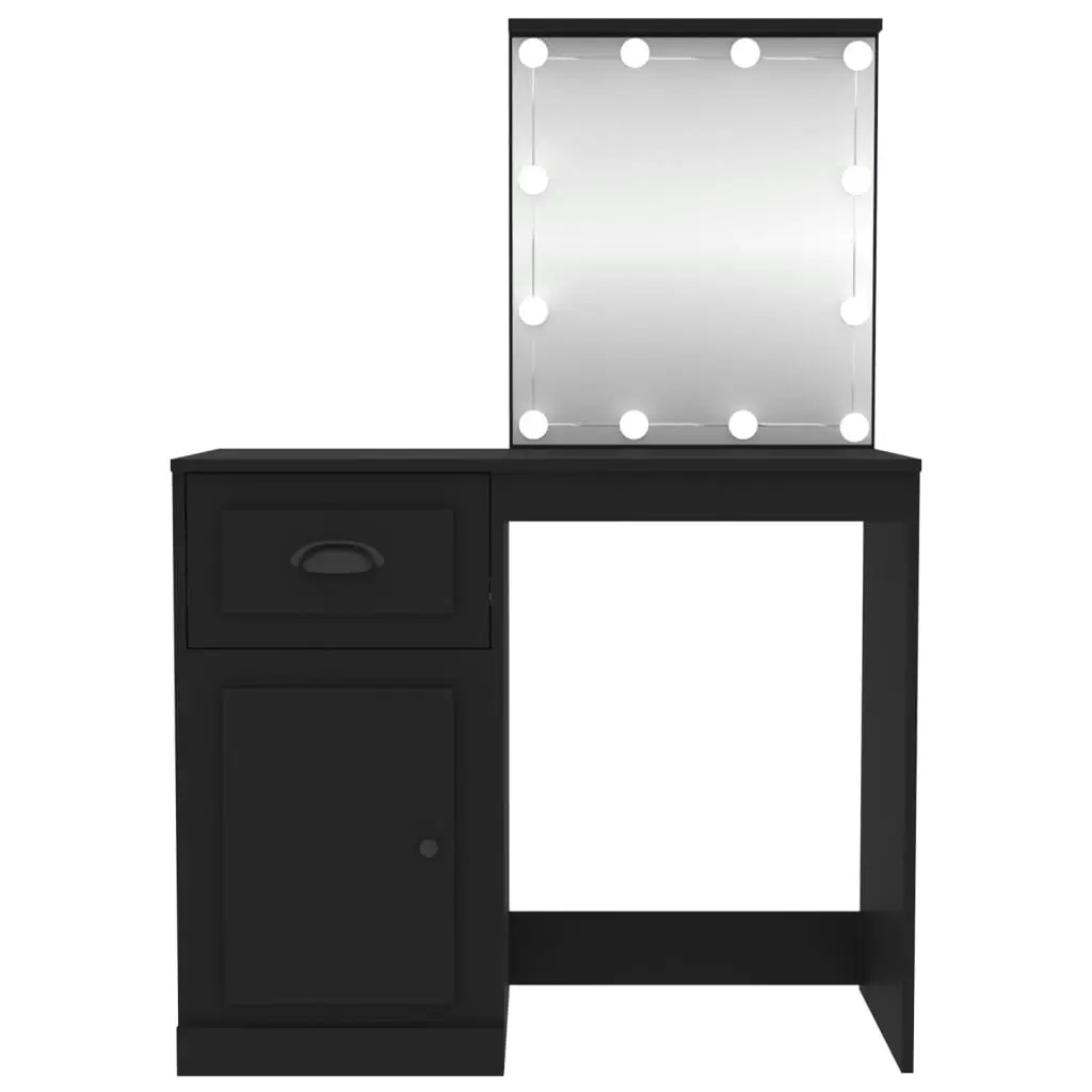 Dressing Table with LED Black 90x50x132.5 cm Engineered Wood 816769