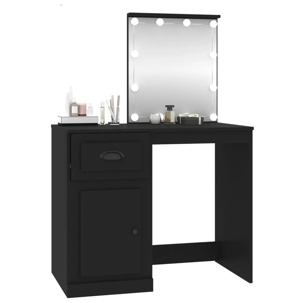 Dressing Table with LED Black 90x50x132.5 cm Engineered Wood 816769