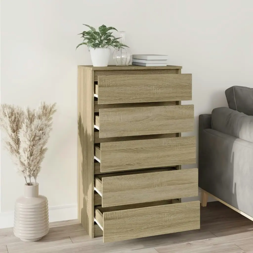 Drawer Cabinet Sonoma Oak 60x36x103 cm Engineered Wood 823019