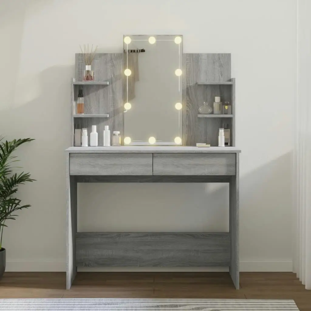 Dressing Table with LED Grey Sonoma 96x40x142 cm 820488