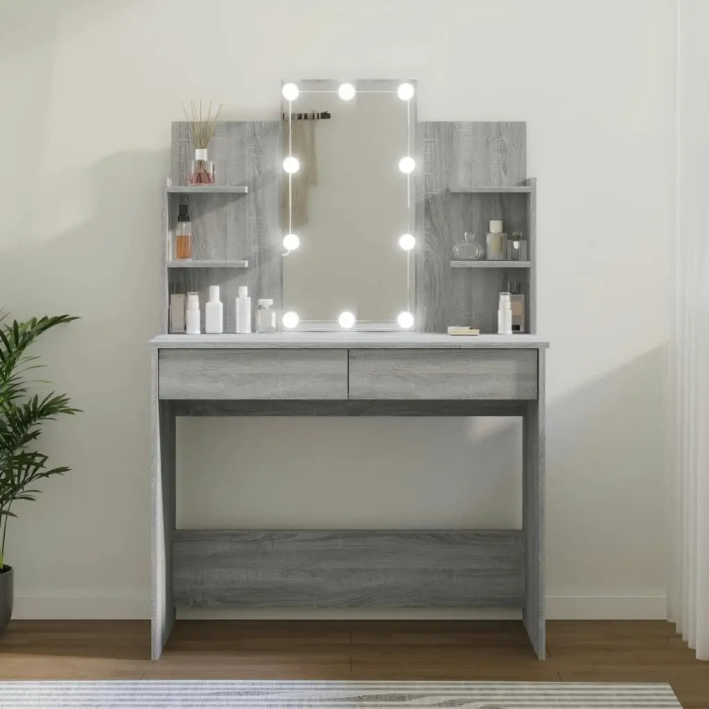 Dressing Table with LED Grey Sonoma 96x40x142 cm 820488