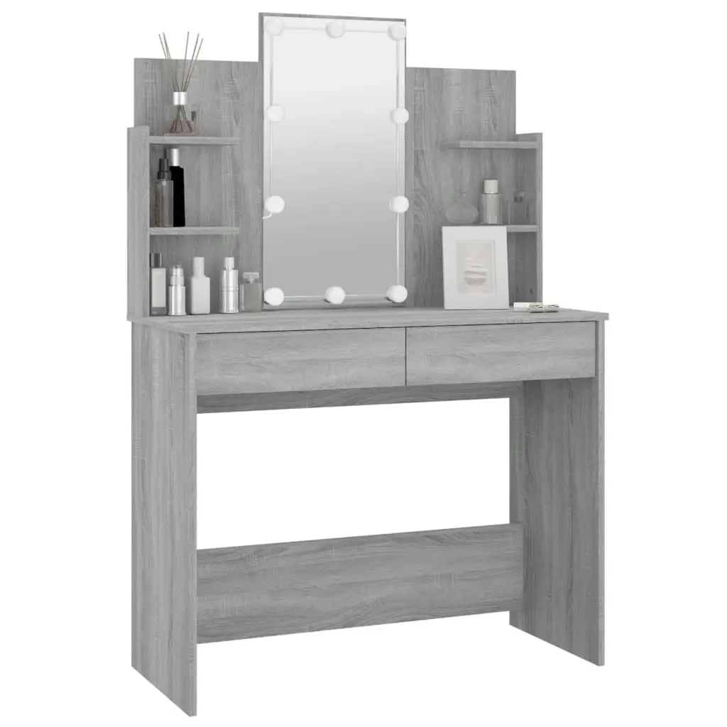 Dressing Table with LED Grey Sonoma 96x40x142 cm 820488