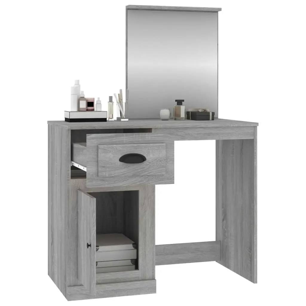 Dressing Table with Mirror Grey Sonoma 90x50x132.5 cm Engineered Wood 816766