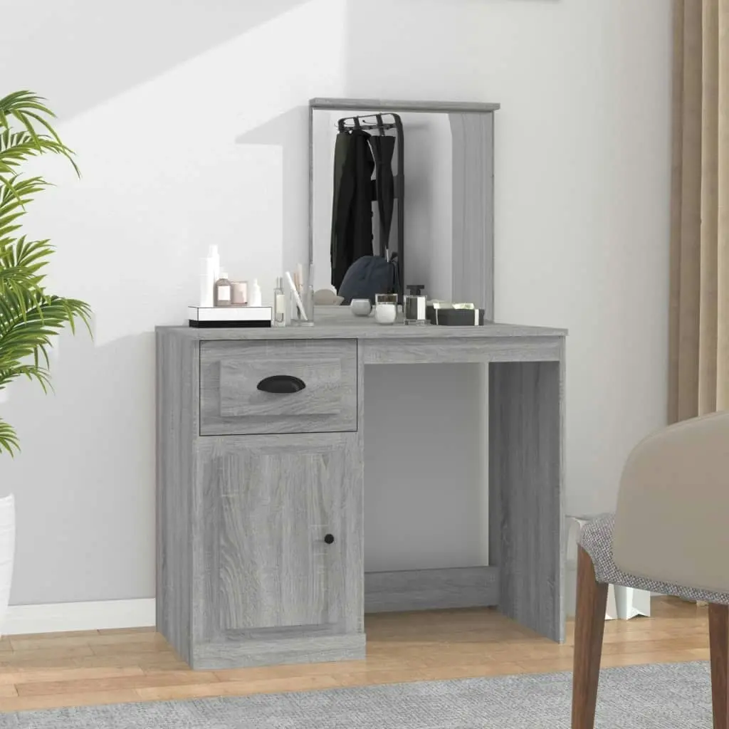 Dressing Table with Mirror Grey Sonoma 90x50x132.5 cm Engineered Wood 816766