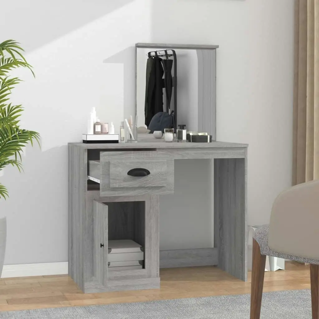 Dressing Table with Mirror Grey Sonoma 90x50x132.5 cm Engineered Wood 816766