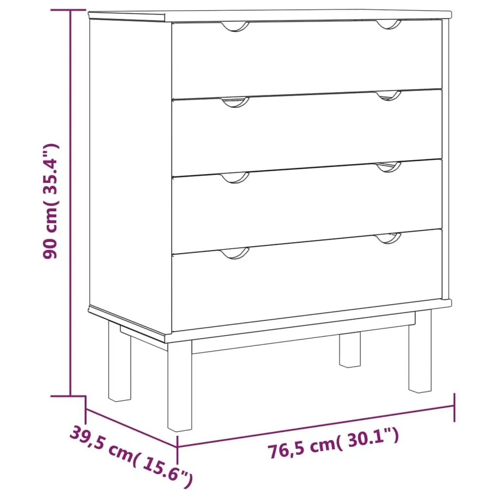 Drawer Cabinet OTTA Brown&Grey 76.5x39.5x90cm Solid Wood Pine 348583