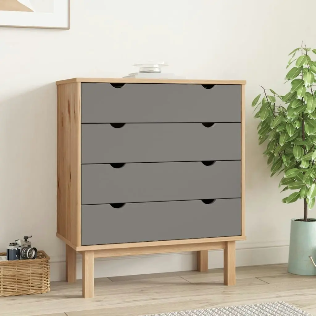 Drawer Cabinet OTTA Brown&Grey 76.5x39.5x90cm Solid Wood Pine 348583