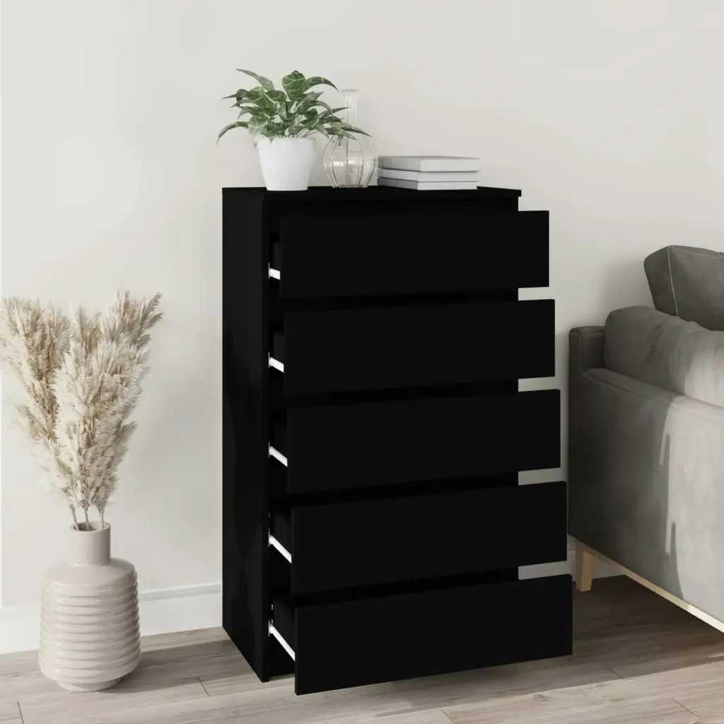 Drawer Cabinet Black 60x36x103 cm Engineered Wood 823017