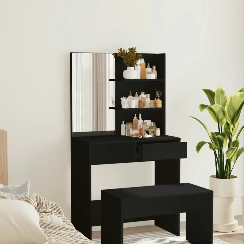 Dressing Table with Mirror Black 74.5x40x141 cm 802805