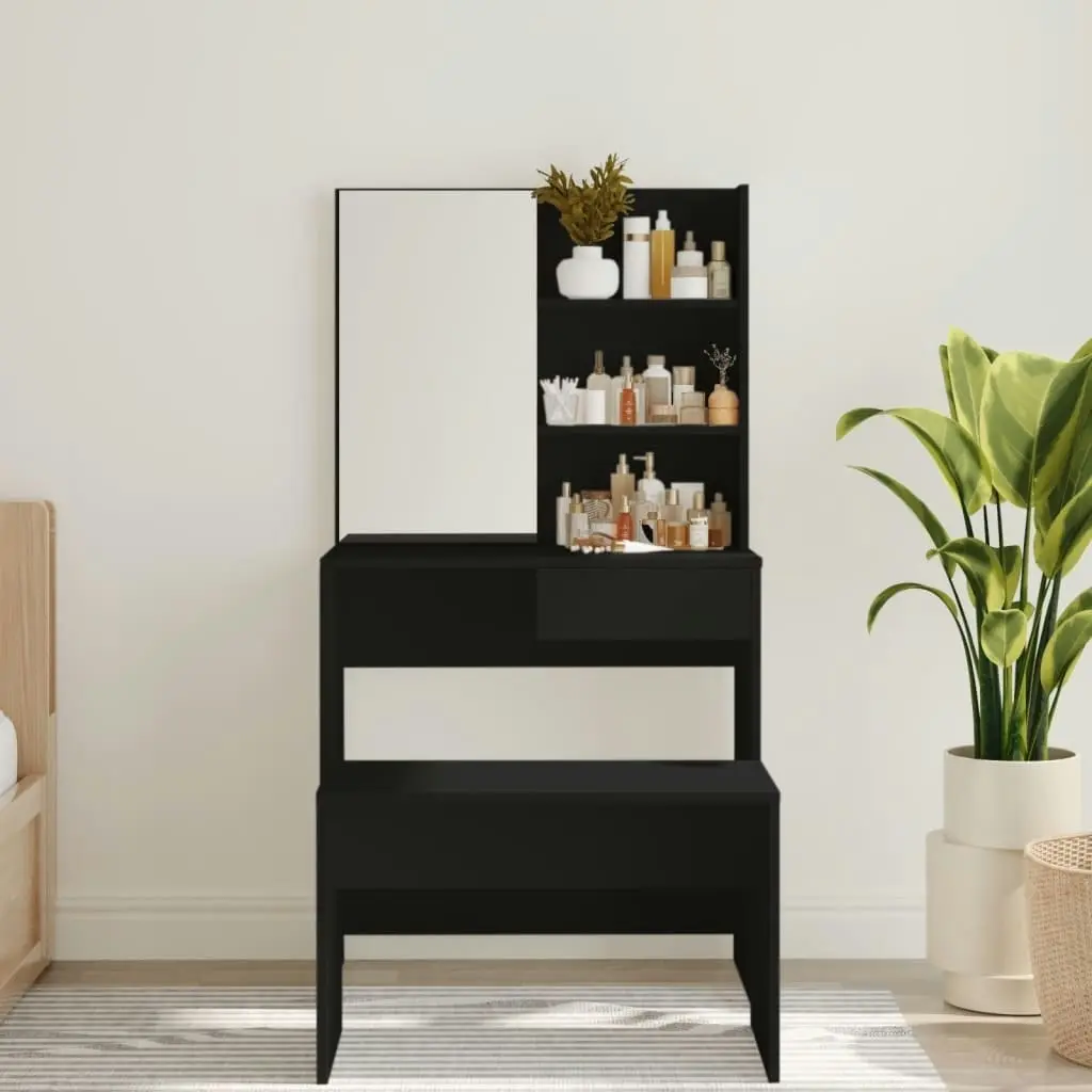 Dressing Table with Mirror Black 74.5x40x141 cm 802805