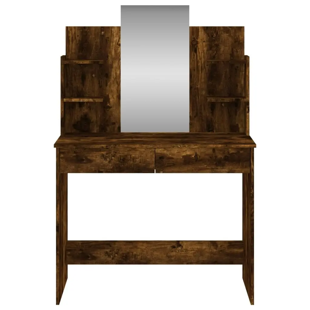 Dressing Table with Mirror Smoked Oak 96x39x142 cm 837579