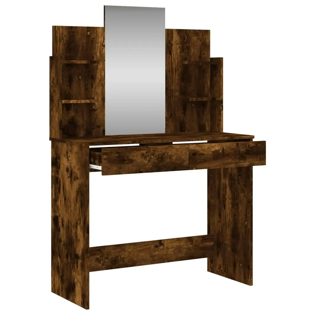 Dressing Table with Mirror Smoked Oak 96x39x142 cm 837579