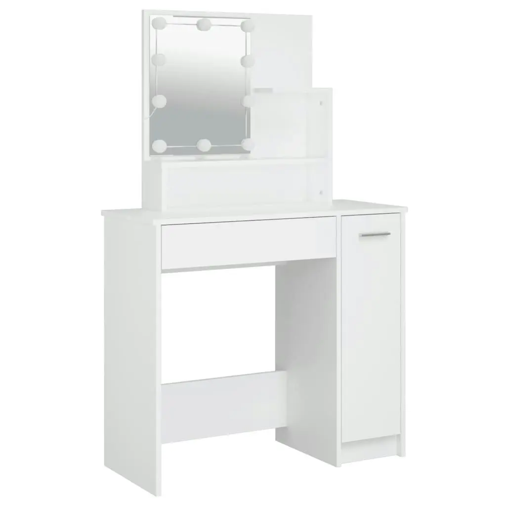 Dressing Table Set with LED White Engineered Wood 3114115