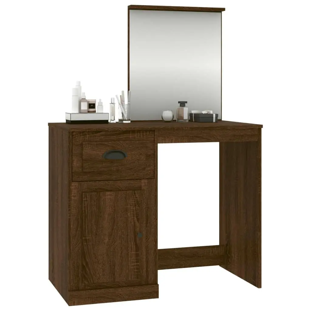 Dressing Table with Mirror Brown Oak 90x50x132.5 cm Engineered Wood 816767