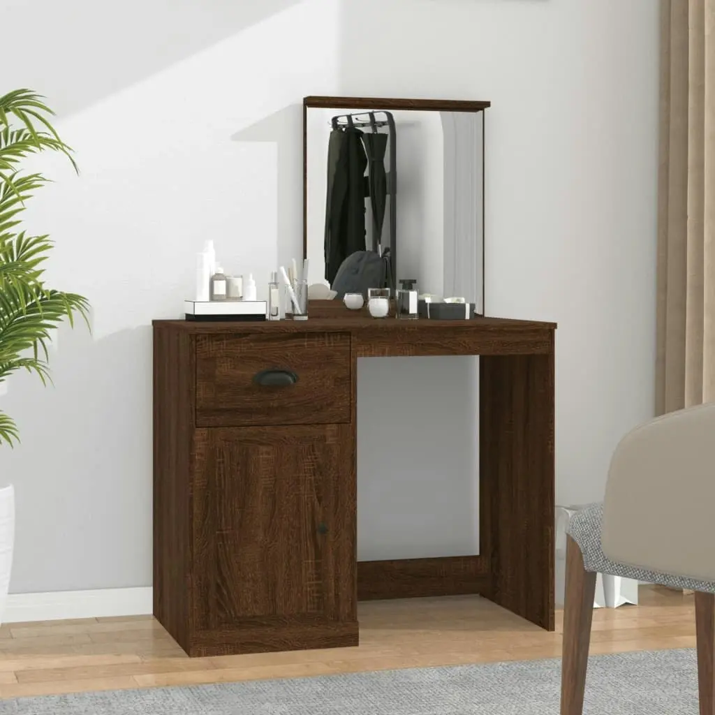 Dressing Table with Mirror Brown Oak 90x50x132.5 cm Engineered Wood 816767