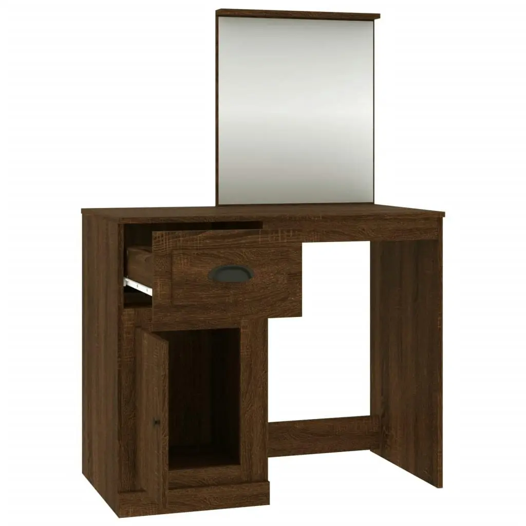 Dressing Table with Mirror Brown Oak 90x50x132.5 cm Engineered Wood 816767