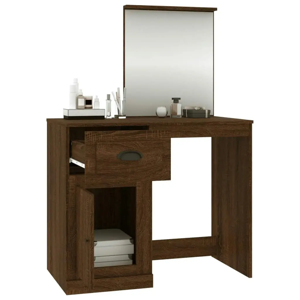 Dressing Table with Mirror Brown Oak 90x50x132.5 cm Engineered Wood 816767