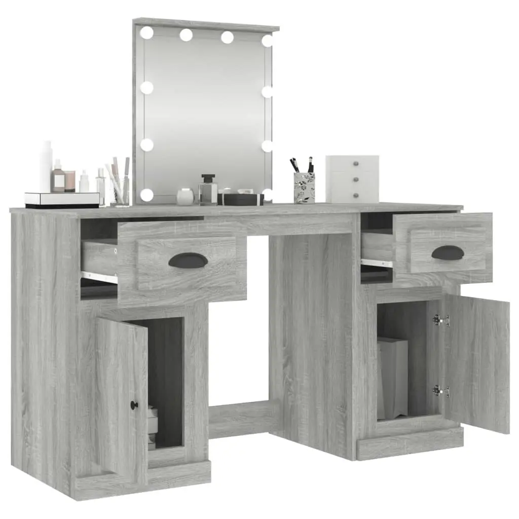 Dressing Table with LED Grey Sonoma 130x50x132.5 cm 3185349