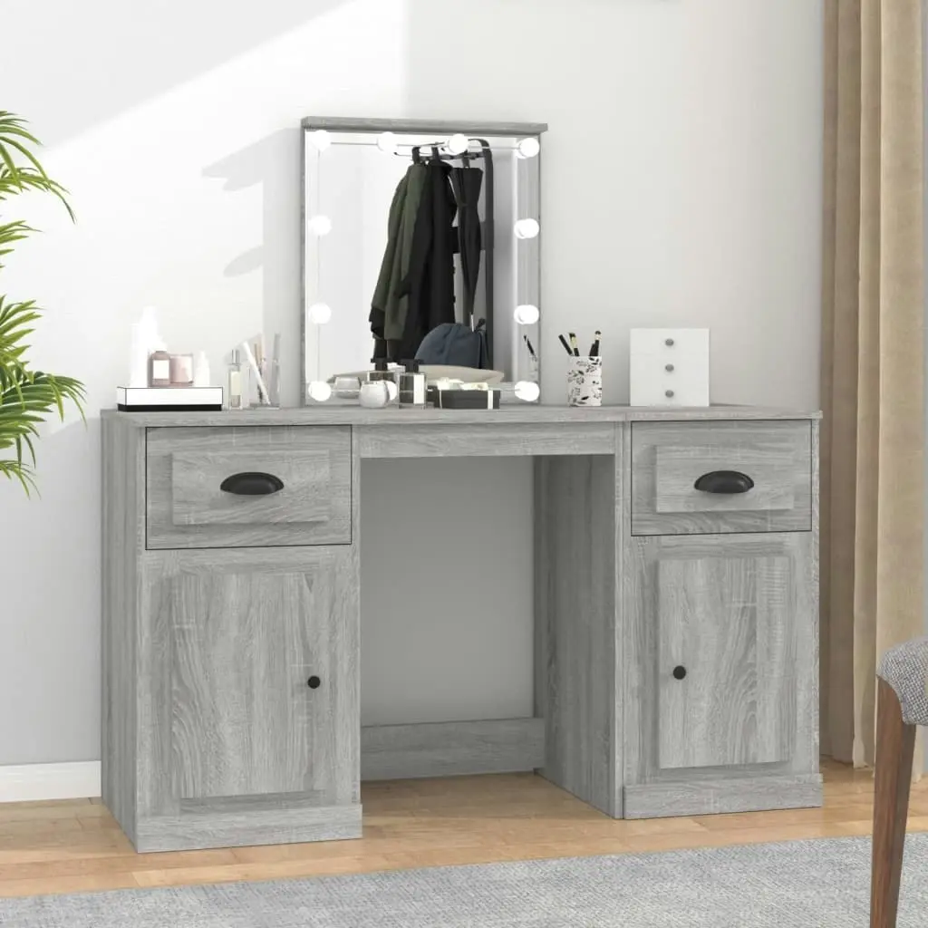 Dressing Table with LED Grey Sonoma 130x50x132.5 cm 3185349