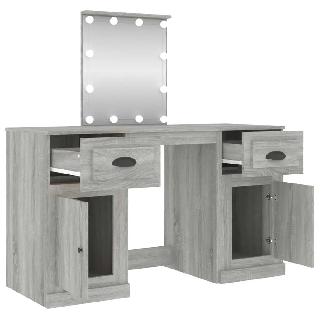 Dressing Table with LED Grey Sonoma 130x50x132.5 cm 3185349