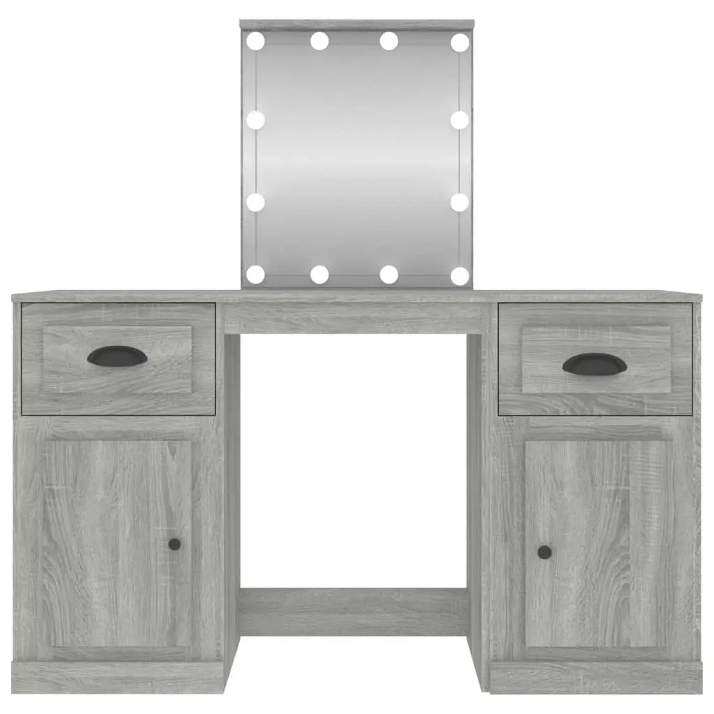 Dressing Table with LED Grey Sonoma 130x50x132.5 cm 3185349