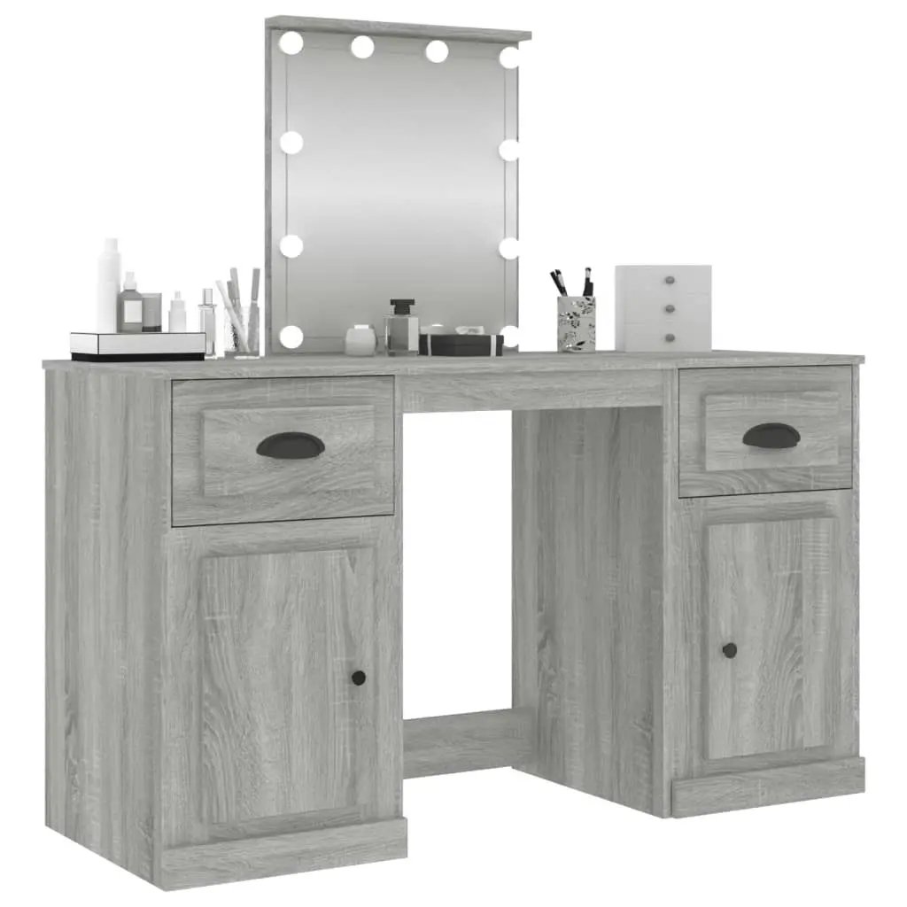 Dressing Table with LED Grey Sonoma 130x50x132.5 cm 3185349