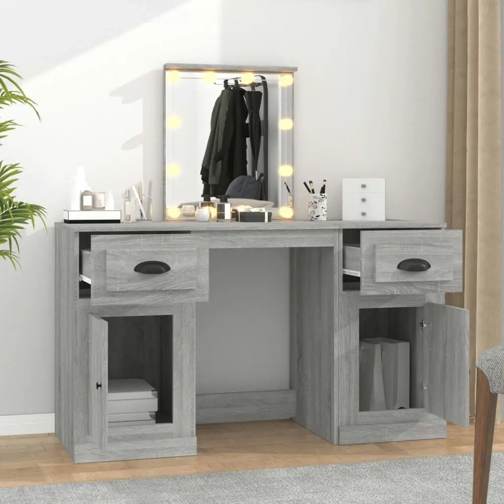 Dressing Table with LED Grey Sonoma 130x50x132.5 cm 3185349