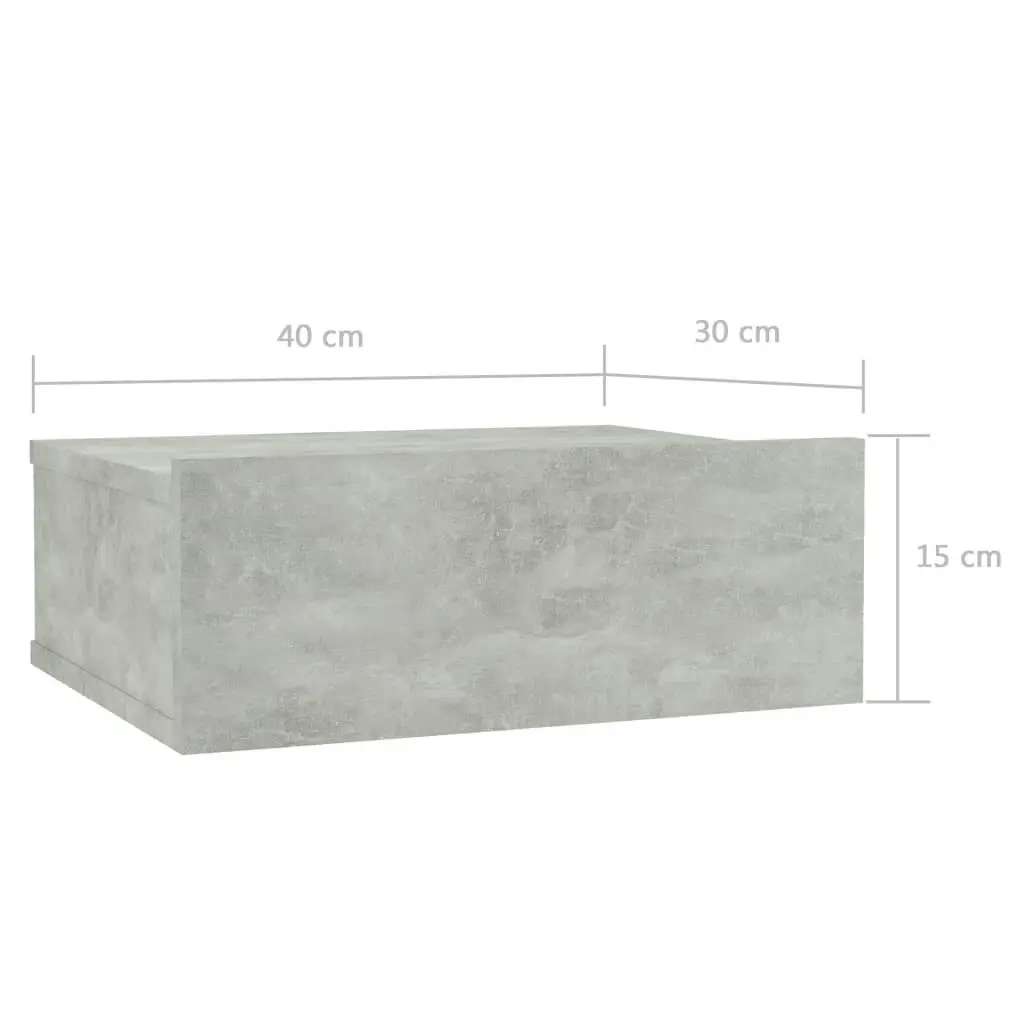 Floating Nightstand Concrete Grey 40x30x15 cm Engineered Wood 800314