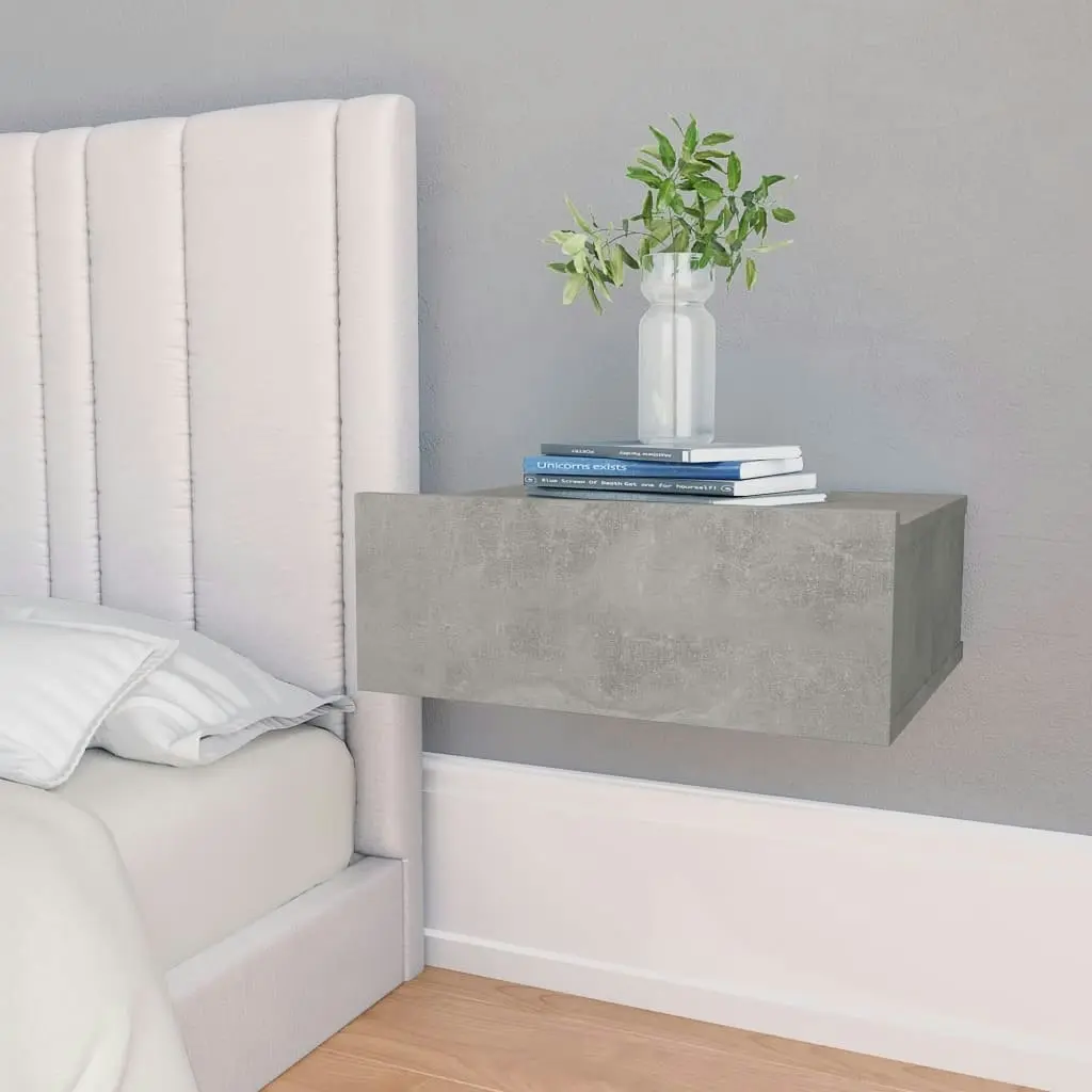 Floating Nightstand Concrete Grey 40x30x15 cm Engineered Wood 800314