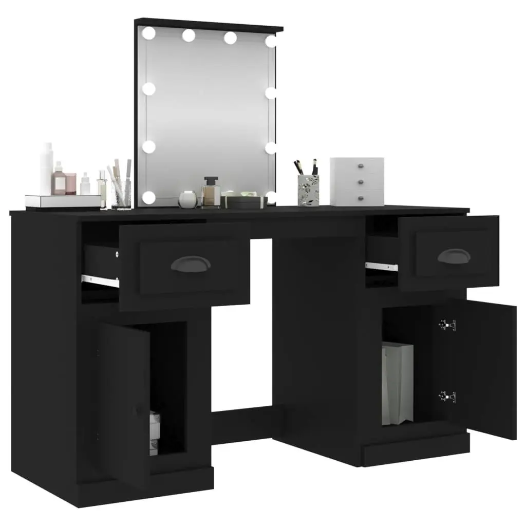 Dressing Table with LED Black 130x50x132.5 cm 3185344