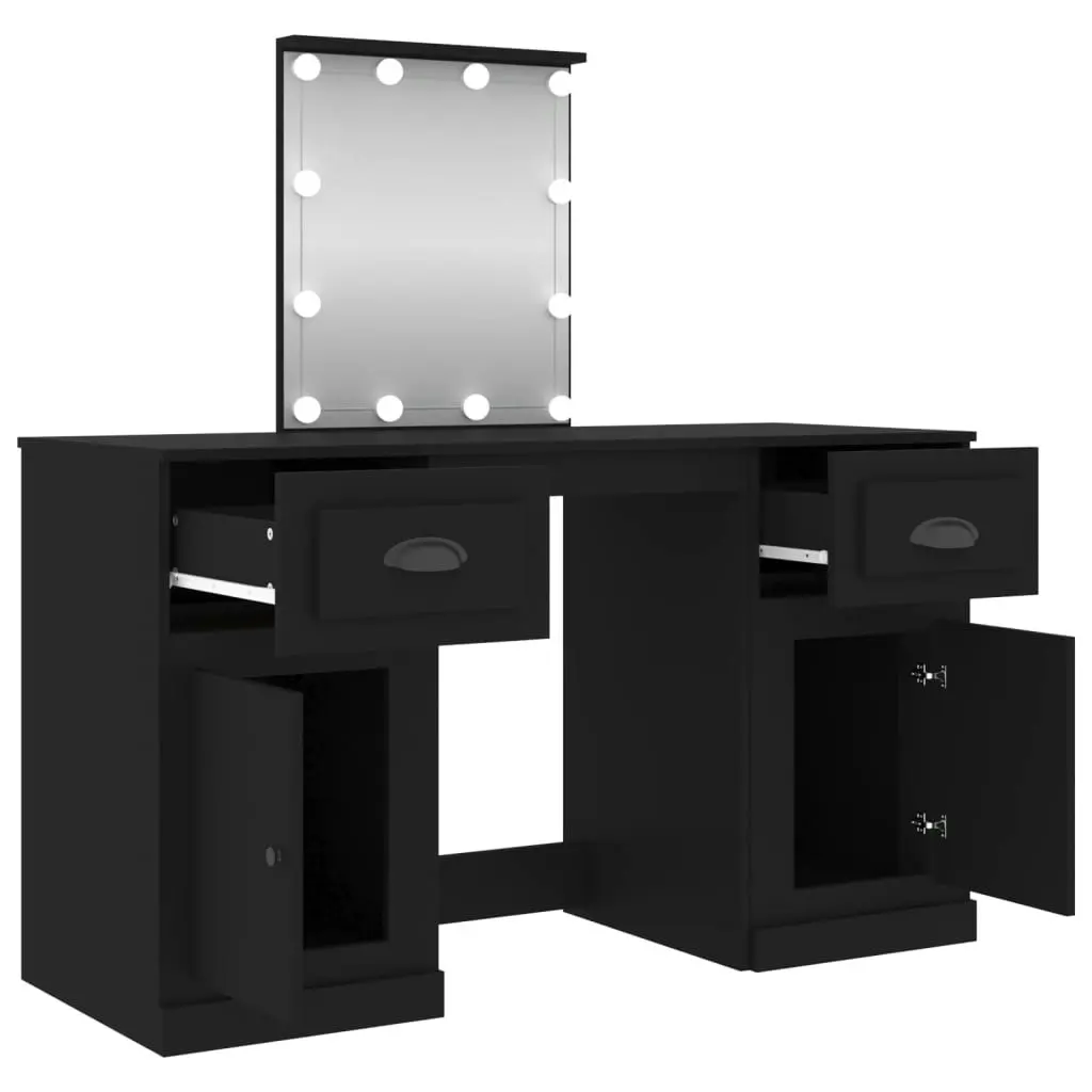 Dressing Table with LED Black 130x50x132.5 cm 3185344