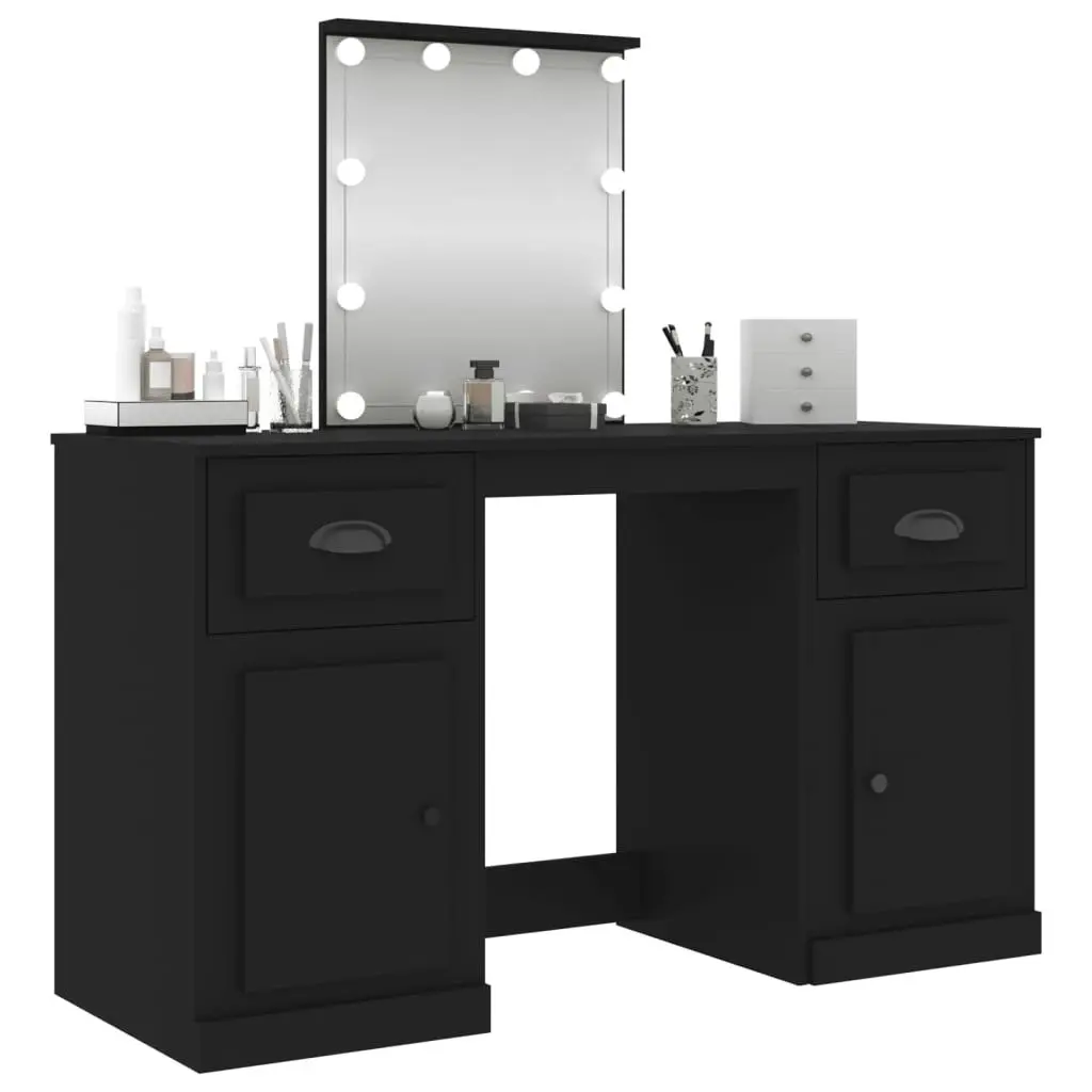 Dressing Table with LED Black 130x50x132.5 cm 3185344