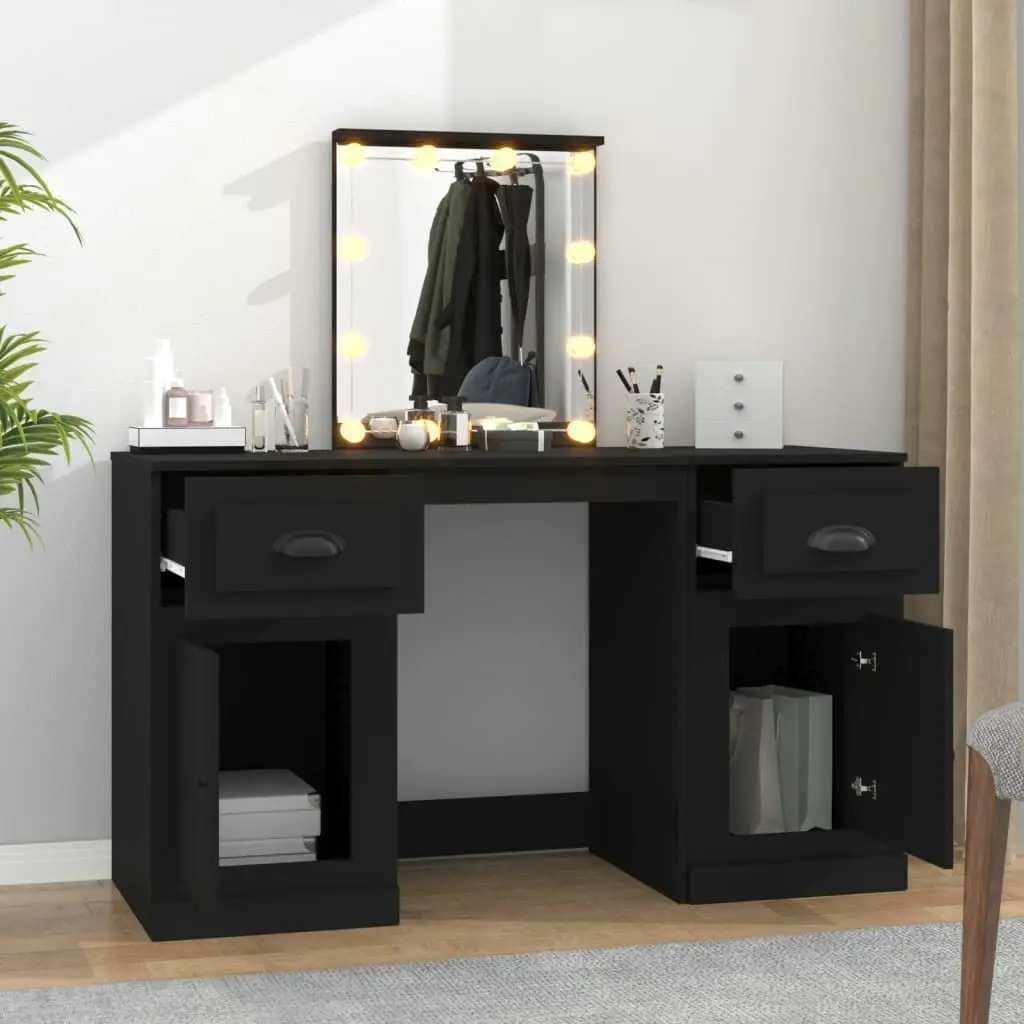 Dressing Table with LED Black 130x50x132.5 cm 3185344