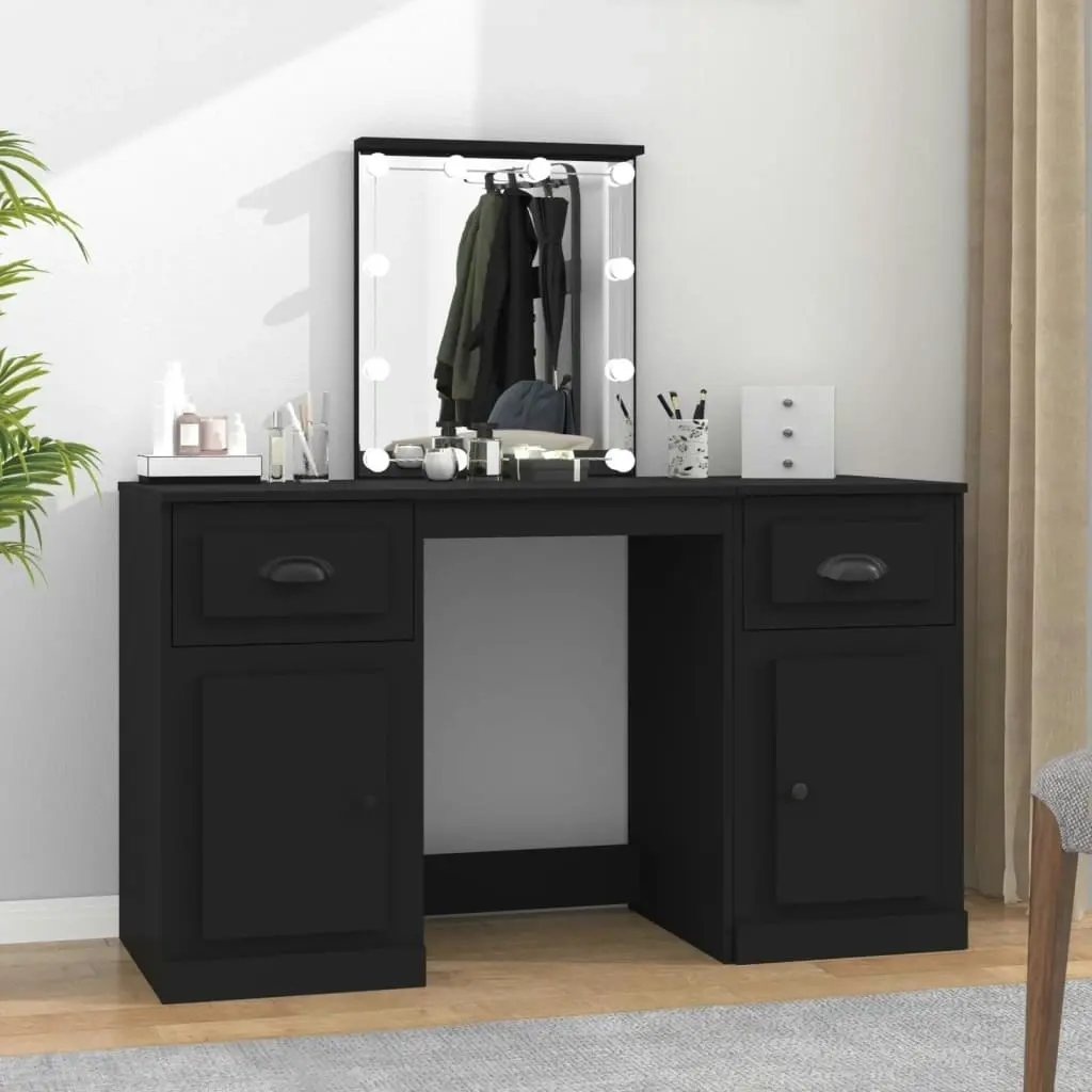 Dressing Table with LED Black 130x50x132.5 cm 3185344