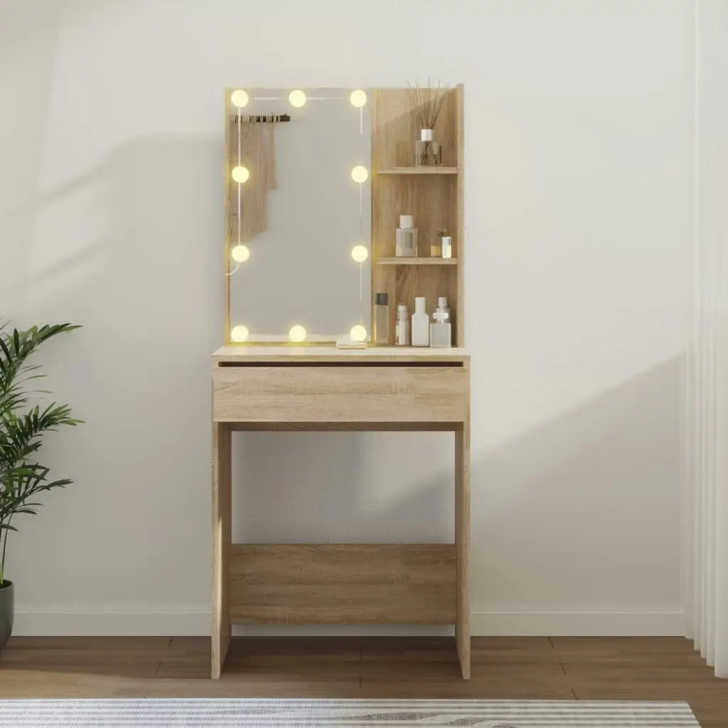 Dressing Table with LED Sonoma Oak 60x40x140 cm 808831