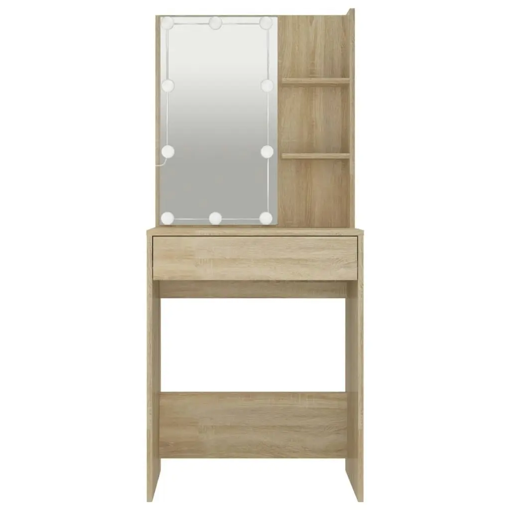 Dressing Table with LED Sonoma Oak 60x40x140 cm 808831