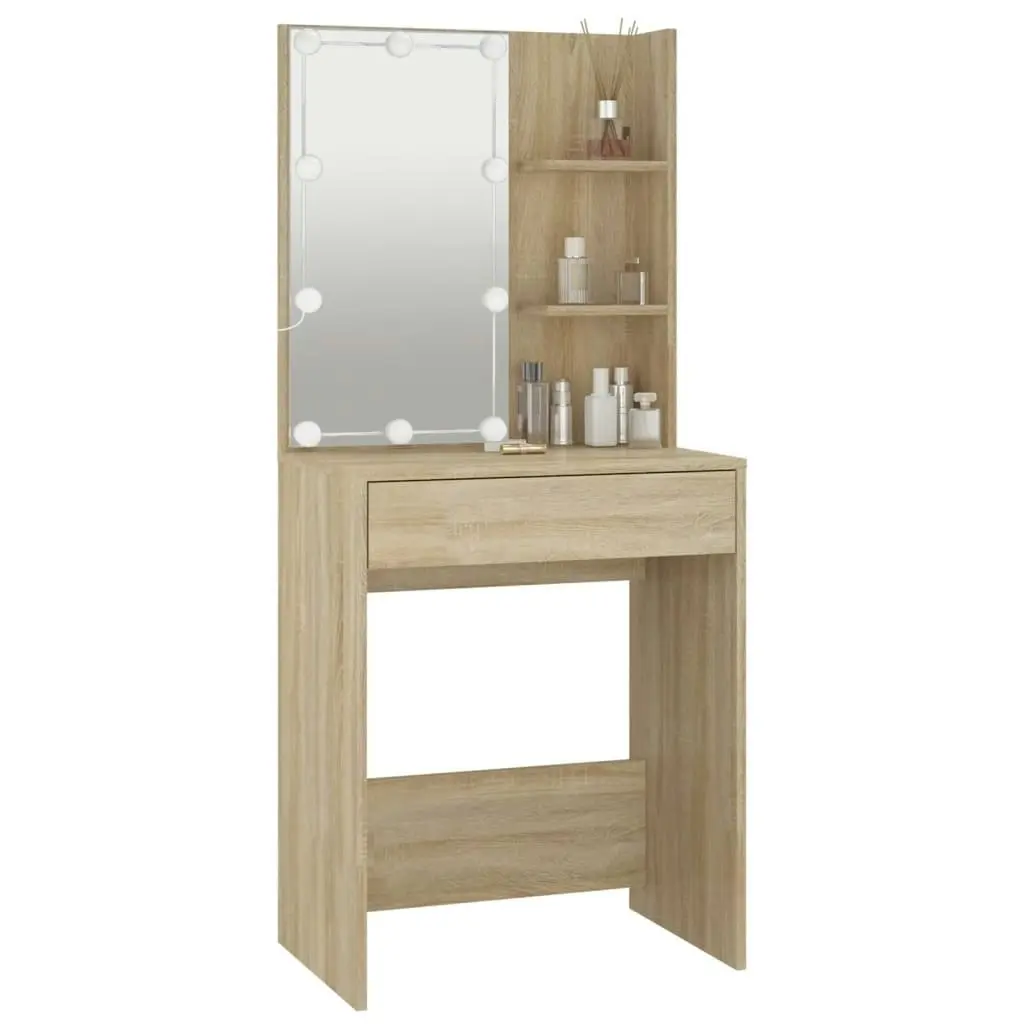 Dressing Table with LED Sonoma Oak 60x40x140 cm 808831