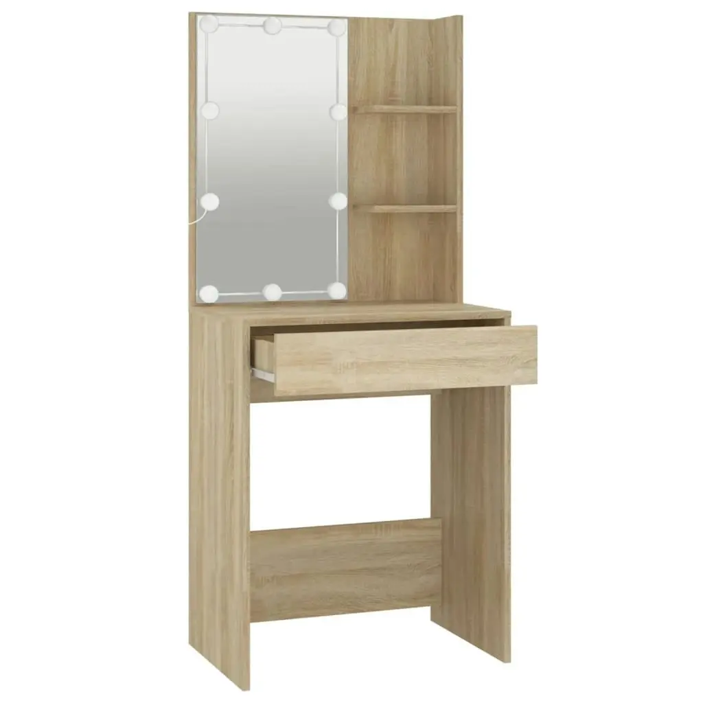 Dressing Table with LED Sonoma Oak 60x40x140 cm 808831