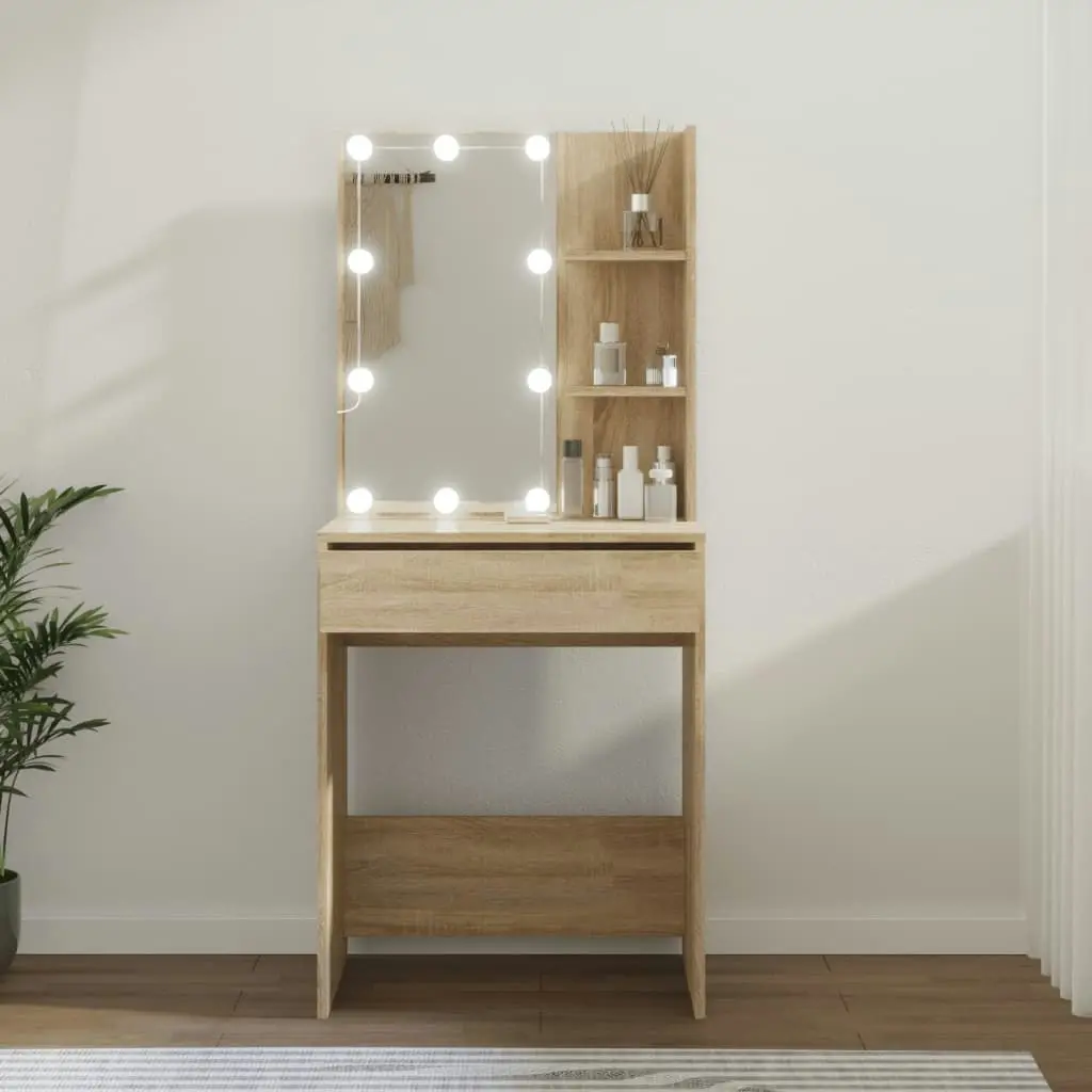 Dressing Table with LED Sonoma Oak 60x40x140 cm 808831