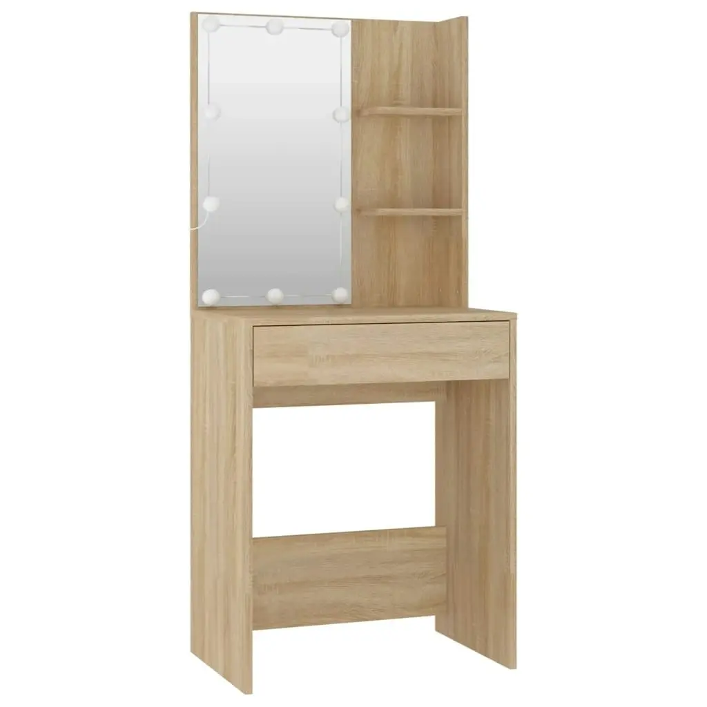 Dressing Table Set with LED Sonoma Oak Engineered Wood 3114133