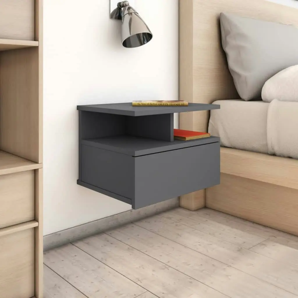 Floating Nightstand High Gloss Grey 40x31x27 cm Engineered Wood 800421