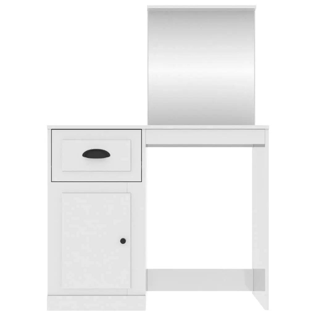 Dressing Table with Mirror High Gloss White 90x50x132.5 cm Engineered Wood 816762