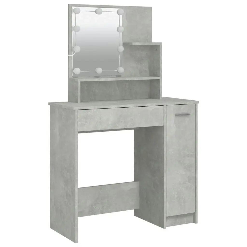 Dressing Table with LED Concrete Grey 86.5x35x136 cm 808814