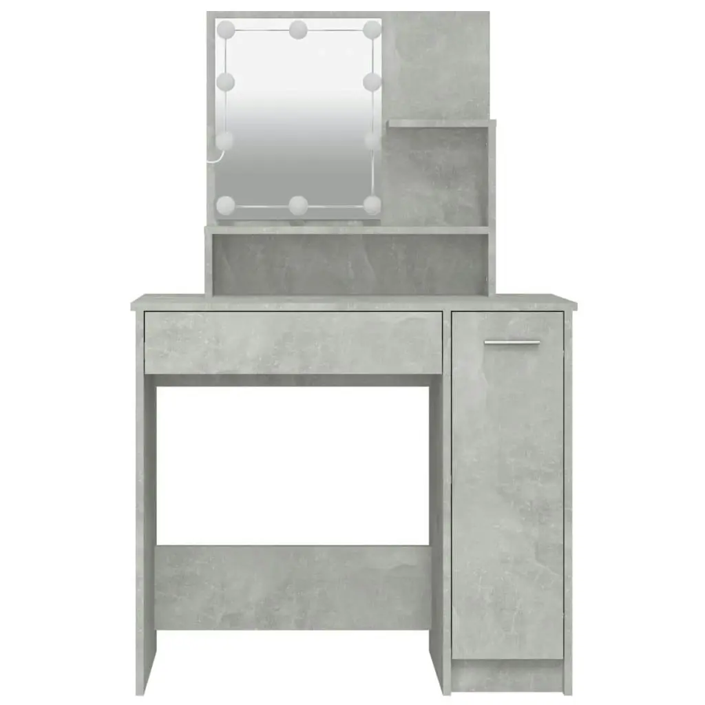 Dressing Table with LED Concrete Grey 86.5x35x136 cm 808814