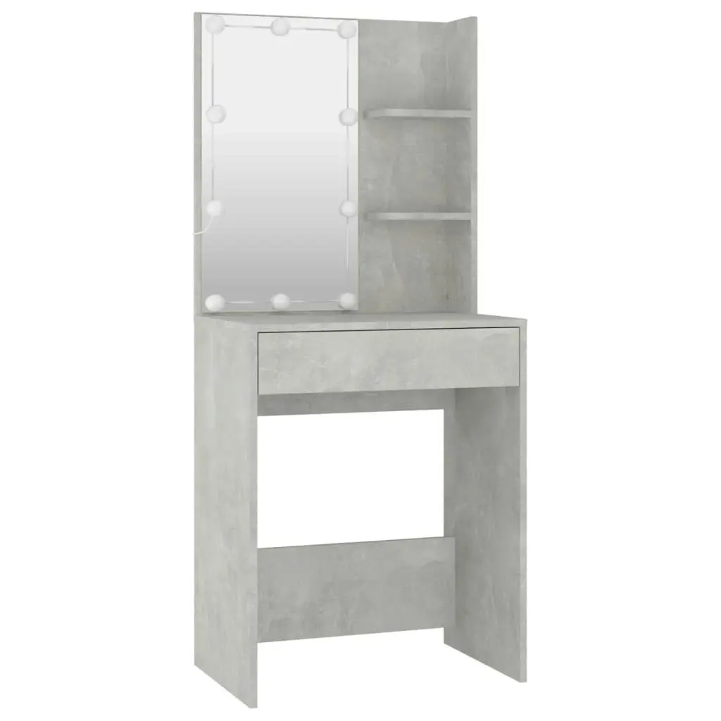 Dressing Table Set with LED Concrete Grey Engineered Wood 3114134