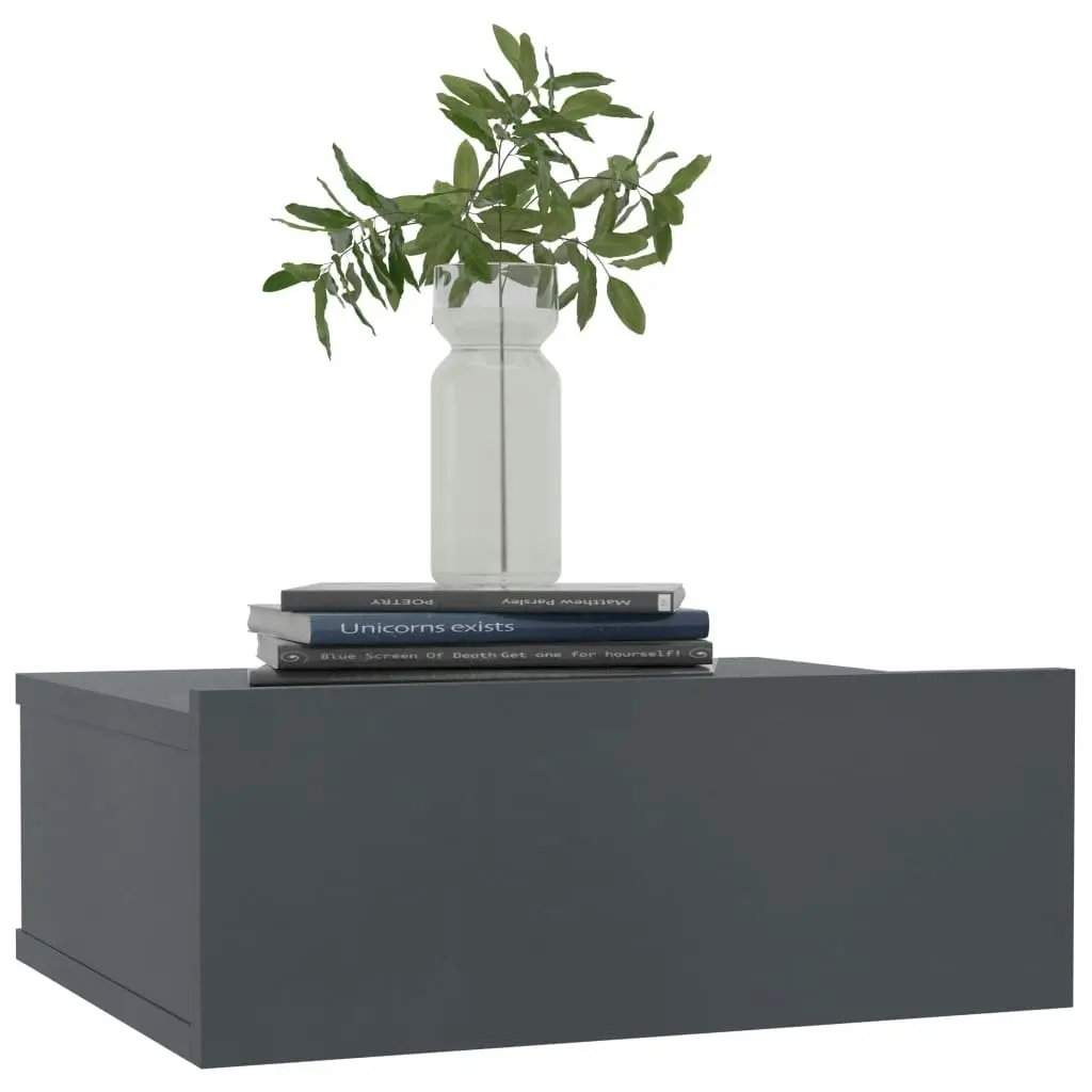 Floating Nightstand Grey 40x30x15 cm Engineered Wood 800310