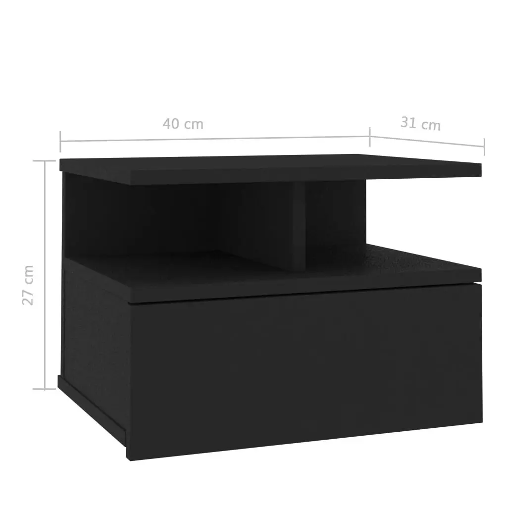 Floating Nightstands 2 pcs Black 40x31x27 cm Engineered Wood 800408