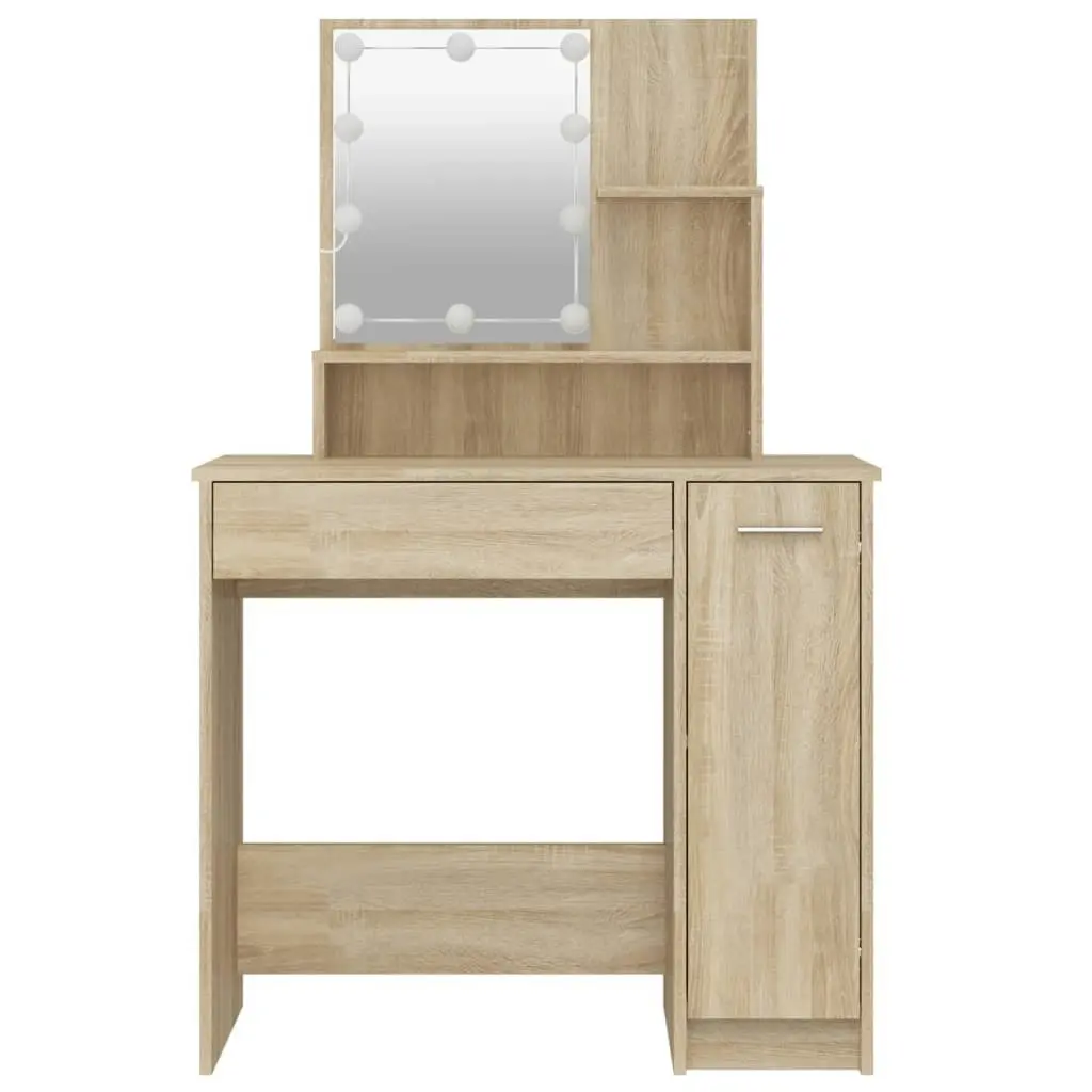 Dressing Table with LED Sonoma Oak 86.5x35x136 cm 808813