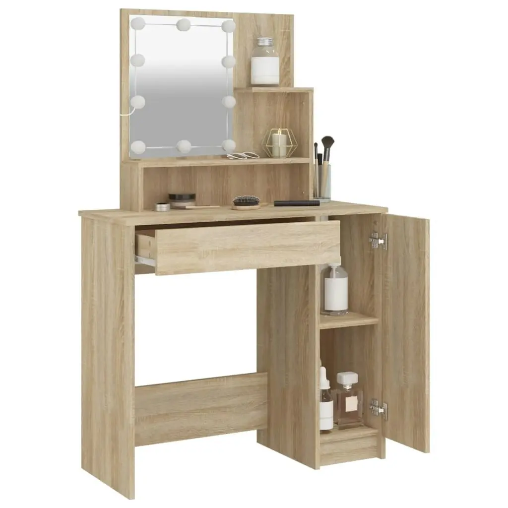 Dressing Table with LED Sonoma Oak 86.5x35x136 cm 808813