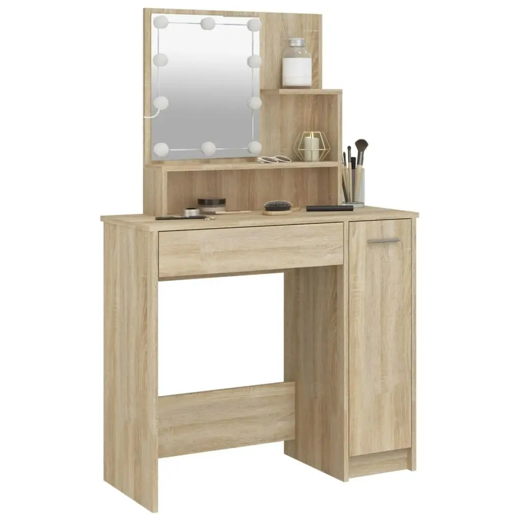 Dressing Table with LED Sonoma Oak 86.5x35x136 cm 808813